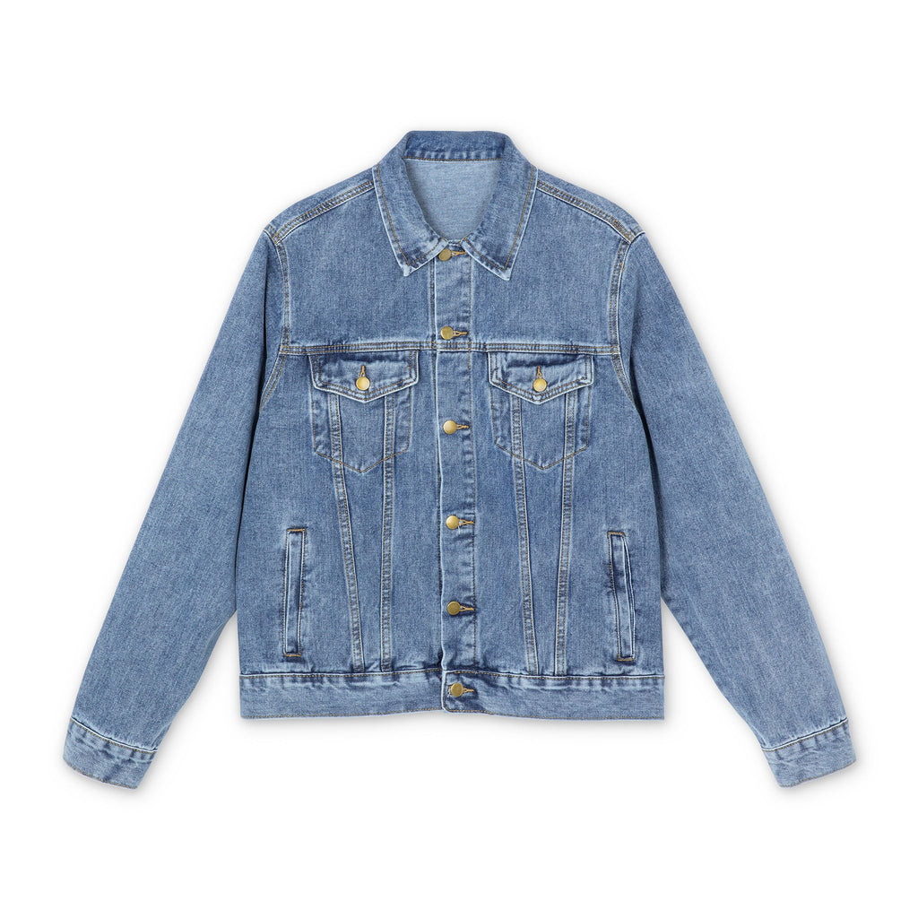 Men's Classic Denim Jacket — Light Wash Jean Jacket with Minimal Back Logo