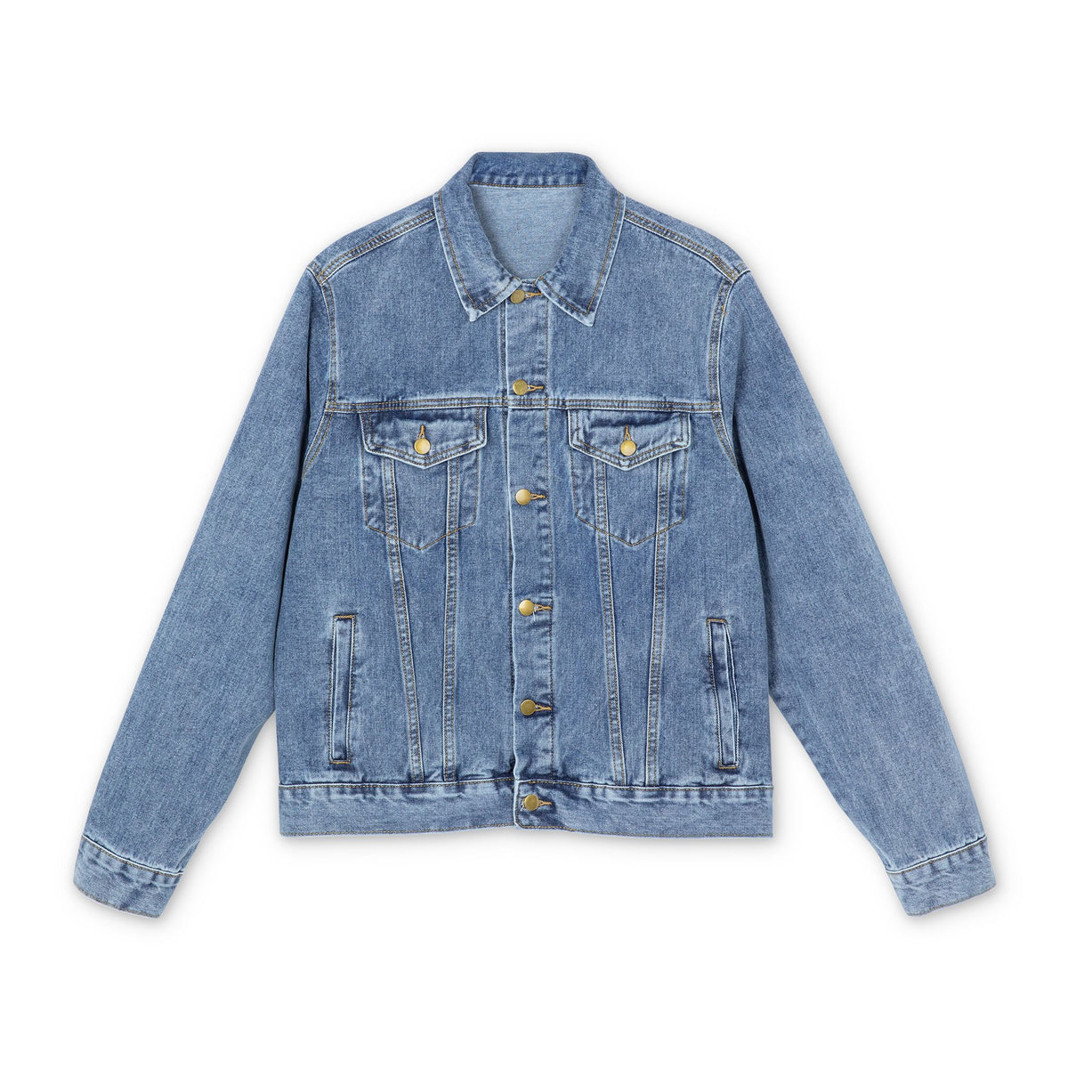 Men's Classic Denim Jacket — Light Wash Jean Jacket with Minimal Back Logo