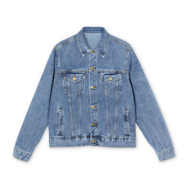Men's Classic Denim Jacket — Light Wash Jean Jacket with Minimal Back Logo