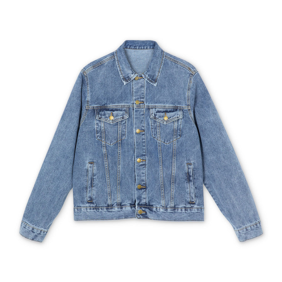 Men's Classic Denim Jacket — Light Wash Jean Jacket with Minimal Back Logo