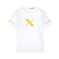 Sports Jersey — White Performance Tee with Yellow X Logo & “Discipline Drives Destiny” Back Print