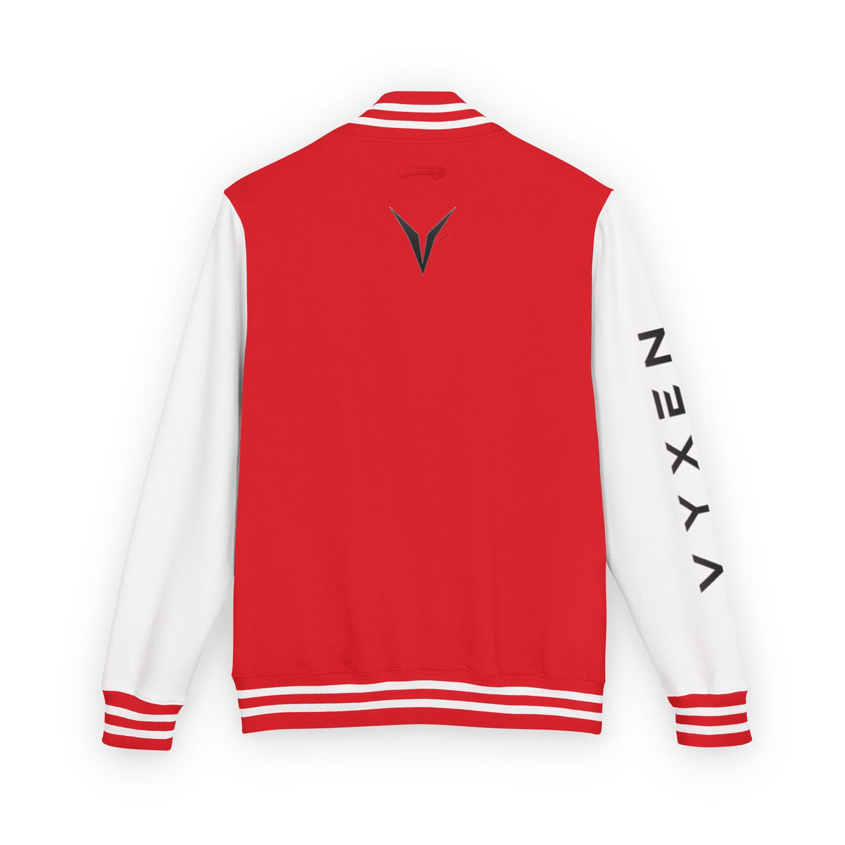 Vyxen Red & White Letterman Jacket — "VYXEN" Sleeve Logo
