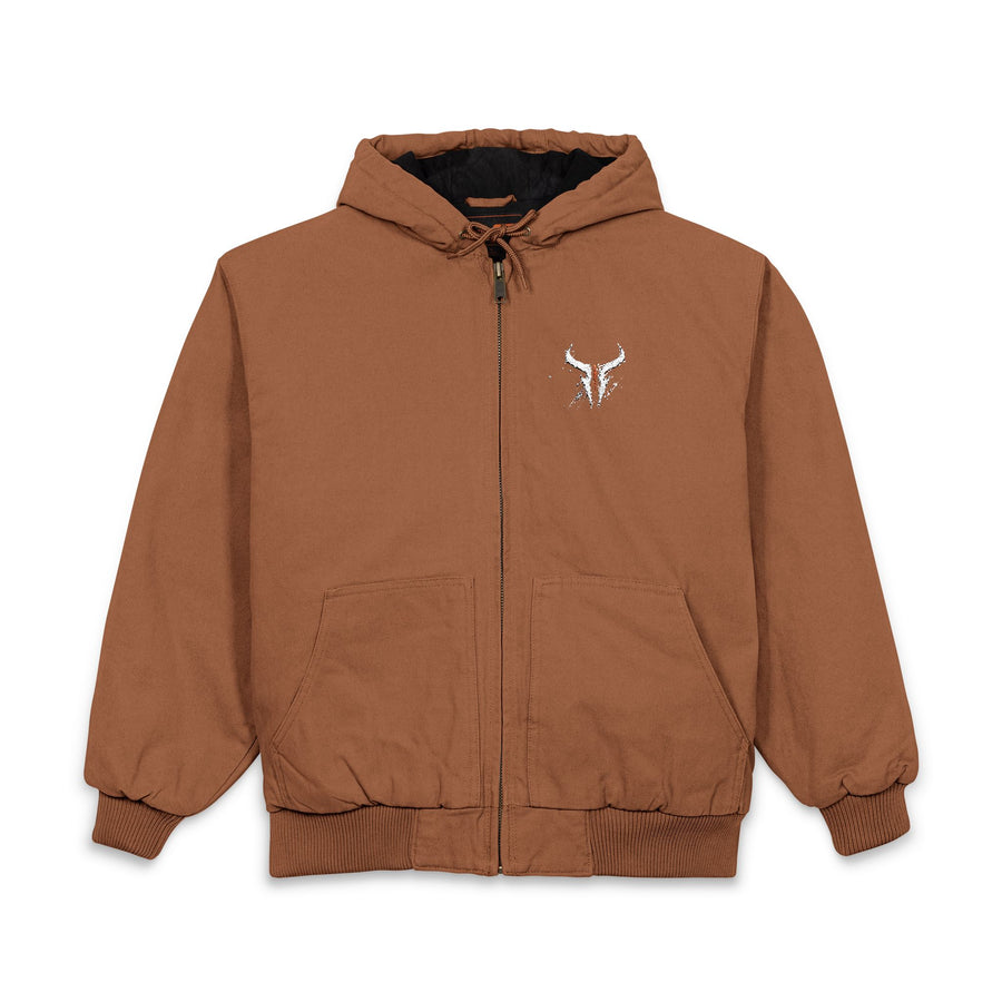 Hooded Work Jacket — Embroidered Bull Skull Logo