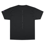 Champion T-Shirt — DAROK Minimal Logo Tee with Vertical “Defy Conquer Repeat” Back Print